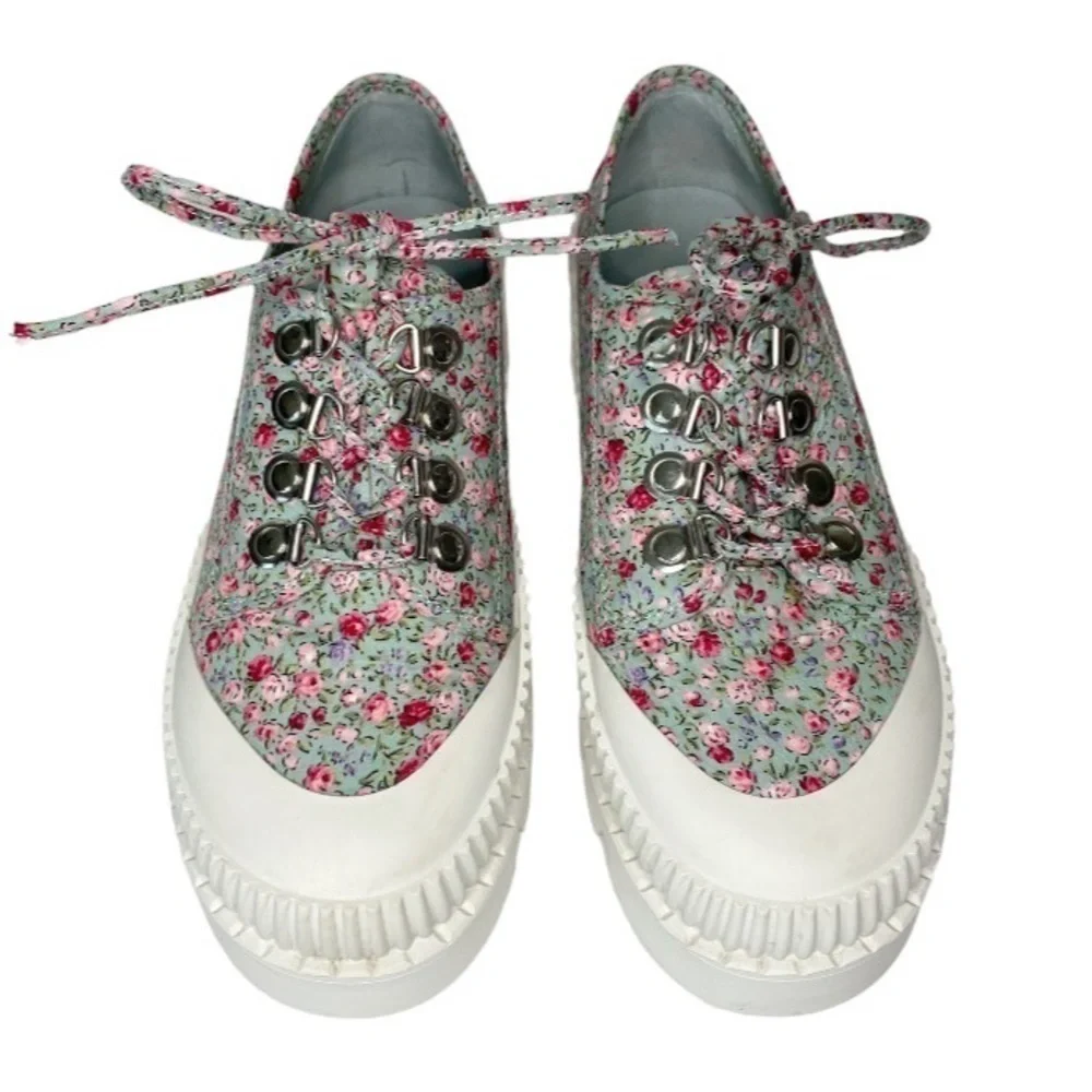 Jeffrey Campbell B2School Blue
Floral Fabric Platform Lace
Up Lug Sole Size 8 - Picture 5 of 12